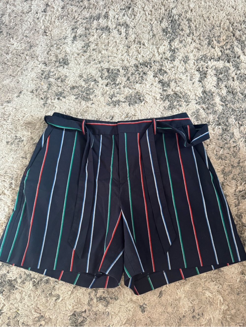 Banana Republic Navy Striped Flat-Front womens Shorts